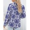 imageZeagoo Womens Shirts Button Down Printed Lantern Long Sleeve Blouse Fashion Casual Tops 2025Multi Dark Blue