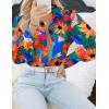 imageZeagoo Womens Shirts Button Down Printed Lantern Long Sleeve Blouse Fashion Casual Tops 2025Multi Orange