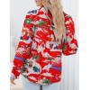 imageZeagoo Womens Shirts Button Down Printed Lantern Long Sleeve Blouse Fashion Casual Tops 2025Multi Red
