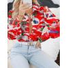 imageZeagoo Womens Shirts Button Down Printed Lantern Long Sleeve Blouse Fashion Casual Tops 2025Multi Red