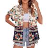 imageZeagoo Womens Hawaiian Button Down Shirts Casual Short Sleeve Floral Tropical Print Summer Blouse Tunic TopXh21