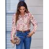 imageZeagoo Button Down Shirts for Women Dressy Floral Printed Long Sleeve Blouse Business Casual Work TopsCx244