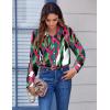 imageZeagoo Button Down Shirts for Women Dressy Floral Printed Long Sleeve Blouse Business Casual Work TopsCx254
