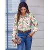 imageZeagoo Button Down Shirts for Women Dressy Floral Printed Long Sleeve Blouse Business Casual Work TopsHf15