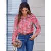 imageZeagoo Button Down Shirts for Women Dressy Floral Printed Long Sleeve Blouse Business Casual Work TopsMz750