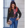 imageZeagoo Button Down Shirts for Women Dressy Floral Printed Long Sleeve Blouse Business Casual Work TopsPattern Black