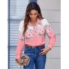 imageZeagoo Button Down Shirts for Women Dressy Floral Printed Long Sleeve Blouse Business Casual Work TopsPink Flower