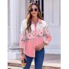 imageZeagoo Button Down Shirts for Women Dressy Floral Printed Long Sleeve Blouse Business Casual Work TopsPink Flower