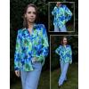 imageZeagoo Button Down Shirts for Women Dressy Floral Printed Long Sleeve Blouse Business Casual Work TopsWf32
