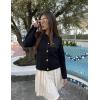 imageZeagoo Womens 2025 Cardigan Sweaters Button Down Crew Neck Open Front Long Sleeve Knit Cropped JacketsBlack