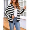 imageZeagoo Womens 2025 Cardigan Sweaters Button Down Crew Neck Open Front Long Sleeve Knit Cropped JacketsBlack White