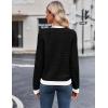 imageZeagoo Womens 2025 Cardigan Sweaters Button Down Crew Neck Open Front Long Sleeve Knit Cropped JacketsColor Block Black