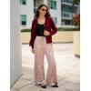 imageZeagoo Womens 2025 Cardigan Sweaters Button Down Crew Neck Open Front Long Sleeve Knit Cropped JacketsWine Red