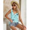 imageZeagoo Womens Summer Tank Tops 2025 Pleated Square Neck Loose Fit Casual Flowy Tunic Sleeveless ShirtsBlue Yellow Flowers