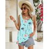 imageZeagoo Womens Summer Tank Tops 2025 Pleated Square Neck Loose Fit Casual Flowy Tunic Sleeveless ShirtsBlue Yellow Flowers