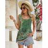 imageZeagoo Womens Summer Tank Tops 2025 Pleated Square Neck Loose Fit Casual Flowy Tunic Sleeveless ShirtsFloral Green
