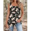 imageZeagoo Womens Summer Tank Tops 2025 Pleated Square Neck Loose Fit Casual Flowy Tunic Sleeveless ShirtsFloral Rose