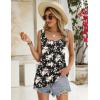 imageZeagoo Womens Summer Tank Tops 2025 Pleated Square Neck Loose Fit Casual Flowy Tunic Sleeveless ShirtsFloral Rose
