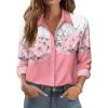 imageZeagoo Button Down Shirts for Women Dressy Floral Printed Long Sleeve Blouse Business Casual Work TopsPink Flower