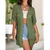 imageZeagoo Lightweight Summer Crochet Cardigan for Women Short Sleeve Kimono Boho Oversized Open Front Knitted CardiganArmy Green