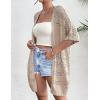 imageZeagoo Lightweight Summer Crochet Cardigan for Women Short Sleeve Kimono Boho Oversized Open Front Knitted CardiganBeige