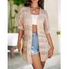 imageZeagoo Lightweight Summer Crochet Cardigan for Women Short Sleeve Kimono Boho Oversized Open Front Knitted CardiganBeige