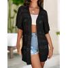 imageZeagoo Lightweight Summer Crochet Cardigan for Women Short Sleeve Kimono Boho Oversized Open Front Knitted CardiganBlack