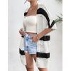 imageZeagoo Lightweight Summer Crochet Cardigan for Women Short Sleeve Kimono Boho Oversized Open Front Knitted CardiganBlack White Stripe