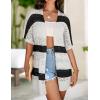 imageZeagoo Lightweight Summer Crochet Cardigan for Women Short Sleeve Kimono Boho Oversized Open Front Knitted CardiganBlack White Stripe