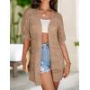 imageZeagoo Lightweight Summer Crochet Cardigan for Women Short Sleeve Kimono Boho Oversized Open Front Knitted CardiganBrown