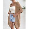 imageZeagoo Lightweight Summer Crochet Cardigan for Women Short Sleeve Kimono Boho Oversized Open Front Knitted CardiganBrown