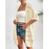 imageZeagoo Lightweight Summer Crochet Cardigan for Women Short Sleeve Kimono Boho Oversized Open Front Knitted CardiganCream Beige