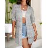 imageZeagoo Lightweight Summer Crochet Cardigan for Women Short Sleeve Kimono Boho Oversized Open Front Knitted CardiganGrey