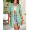 imageZeagoo Lightweight Summer Crochet Cardigan for Women Short Sleeve Kimono Boho Oversized Open Front Knitted CardiganLight Green