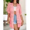 imageZeagoo Lightweight Summer Crochet Cardigan for Women Short Sleeve Kimono Boho Oversized Open Front Knitted CardiganPink