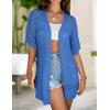 imageZeagoo Lightweight Summer Crochet Cardigan for Women Short Sleeve Kimono Boho Oversized Open Front Knitted CardiganRoyal Blue