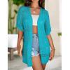 imageZeagoo Lightweight Summer Crochet Cardigan for Women Short Sleeve Kimono Boho Oversized Open Front Knitted CardiganTeal