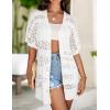 imageZeagoo Lightweight Summer Crochet Cardigan for Women Short Sleeve Kimono Boho Oversized Open Front Knitted CardiganWhite