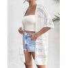 imageZeagoo Lightweight Summer Crochet Cardigan for Women Short Sleeve Kimono Boho Oversized Open Front Knitted CardiganWhite