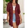 imageZeagoo Lightweight Summer Crochet Cardigan for Women Short Sleeve Kimono Boho Oversized Open Front Knitted CardiganWine Red