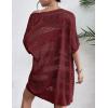 imageZeagoo Lightweight Summer Crochet Cardigan for Women Short Sleeve Kimono Boho Oversized Open Front Knitted CardiganWine Red