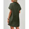 imageZeagoo Womens Cotton Shirt Dress Summer Casual Short Sleeve Button Down Beach Cover Up Shirts with PocketsArmy Green