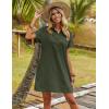 imageZeagoo Womens Cotton Shirt Dress Summer Casual Short Sleeve Button Down Beach Cover Up Shirts with PocketsArmy Green