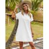 imageZeagoo Womens Cotton Shirt Dress Summer Casual Short Sleeve Button Down Beach Cover Up Shirts with PocketsAwhite