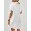 imageZeagoo Womens Cotton Shirt Dress Summer Casual Short Sleeve Button Down Beach Cover Up Shirts with PocketsAwhite