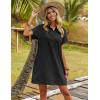 imageZeagoo Womens Cotton Shirt Dress Summer Casual Short Sleeve Button Down Beach Cover Up Shirts with PocketsBlack