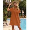 imageZeagoo Womens Cotton Shirt Dress Summer Casual Short Sleeve Button Down Beach Cover Up Shirts with PocketsBrown