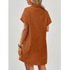 imageZeagoo Womens Cotton Shirt Dress Summer Casual Short Sleeve Button Down Beach Cover Up Shirts with PocketsBrown
