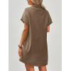 imageZeagoo Womens Cotton Shirt Dress Summer Casual Short Sleeve Button Down Beach Cover Up Shirts with PocketsDark Brown