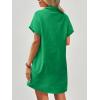 imageZeagoo Womens Cotton Shirt Dress Summer Casual Short Sleeve Button Down Beach Cover Up Shirts with PocketsForest Green